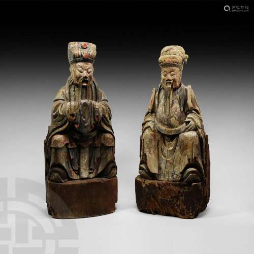 Large Chinese Ming Figures of Dignitaries