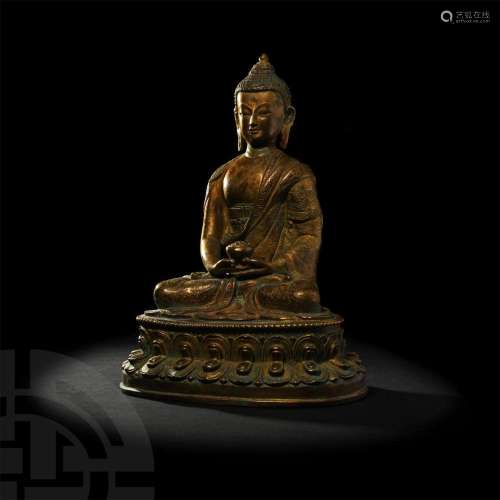 Tibetan Gilt Seated Buddha Figure