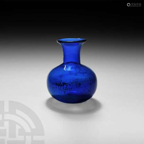 Indian Deep Blue Glass Bottle
