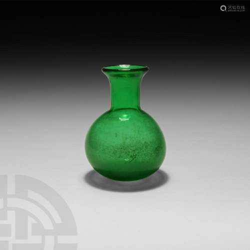 Indian Emerald Green Glass Bottle
