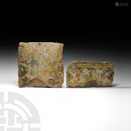 Timurid Yellow Glazed Florid Tile Group