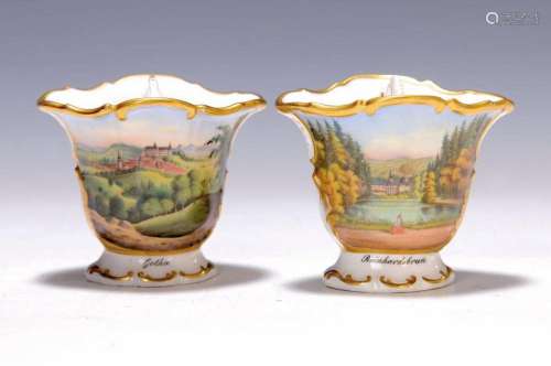 2 view vessels, Gotha, around 1850, porcelain,fine