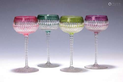 4 wine glasses, France, around 1900, colourless