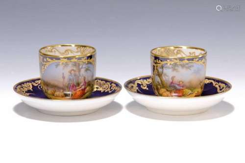 couple of cups with saucers, probably Paris, around 1870