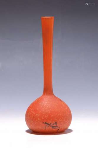 Small bar-shaped vase, Delatte Nancy, 1920s, colorless