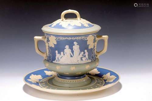 Large lidded punch vessel with Presentoire, Mettlach