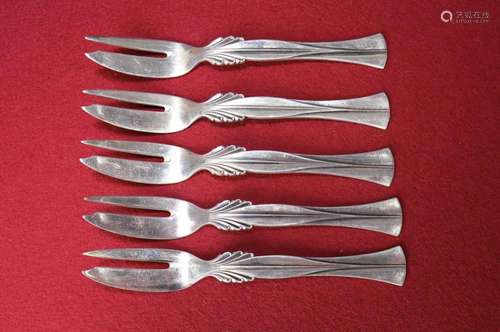 6 oyster forks, Copenhagen, 1930, 835 silver, L. each