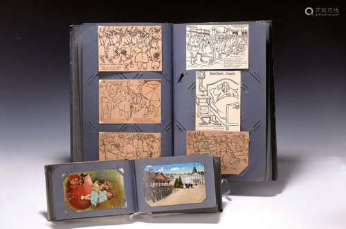 2 postcard albums, German, focus between 1908-20,