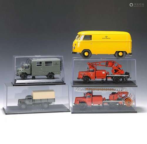 6 Schuco model vehicles, 1:43, Mercedes-Benz L6600 fire