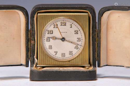 small traveling clock with case, Zenith, around