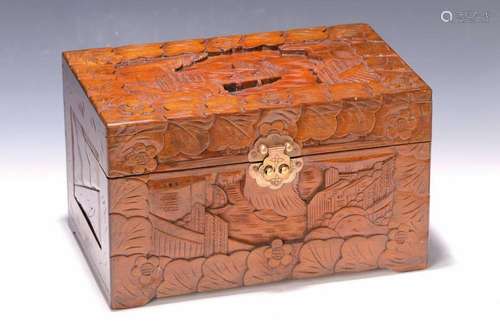 Small Chinese Chest, 20th c., mahogany-like wood