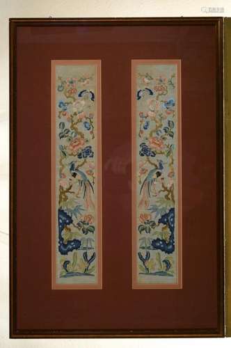 two embroidery pictures, Japan, around 1900, fine