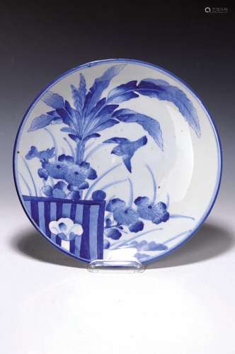 plate, China, around 1880-90, porcelain, blue painted with