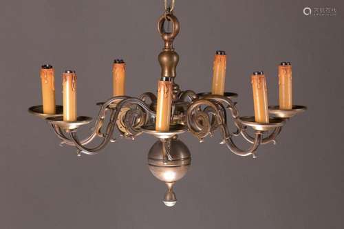 Ceiling lamp, around 1900, Bronze massive, 7 focal