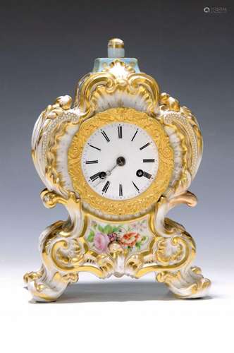 porcelain clock, France around 1840/50, in Rococo