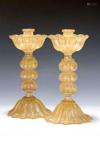 pair of large candlesticks, Murano Italy, 20thc