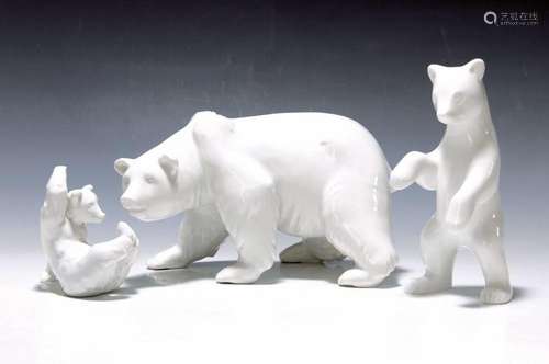 3 figurines, KPM Berlin, 20th c., Berlin bears