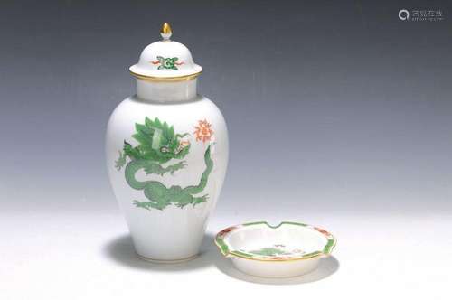 lidded vase and ash-tray, Meissen, Middle of 20th c