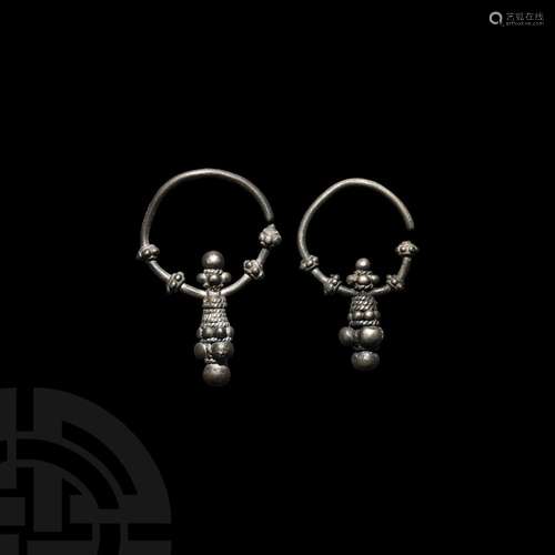 Viking Varangian Silver Earring Pair