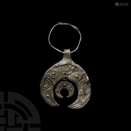 Pre-Viking Silver Double Lunar Pendant