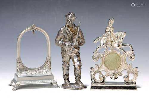 3 pocket watch holder, around 1900, tin partly polished