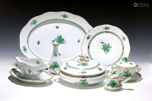 Dinner set, Herend Hungary, decor Apponyi green, 8