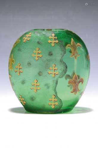 vase, Daum Nancy, around 1895/1900, green glass