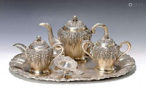 Tea set, German, around 1920, 835 silver, brand MD