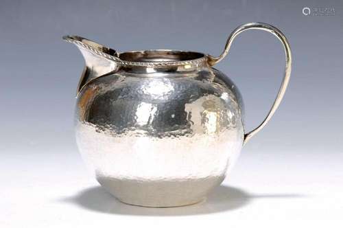 ewer, Italy, 1920/1930s, silver, hammer stroke décor