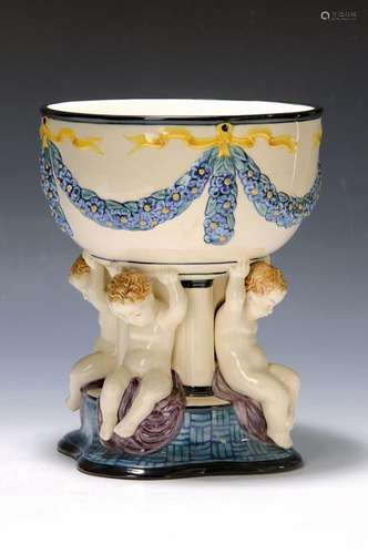 goblet with 4 cupids, Karlsruher majolica, around