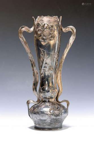 Art Nouveau vase, German around 1900, silver plated