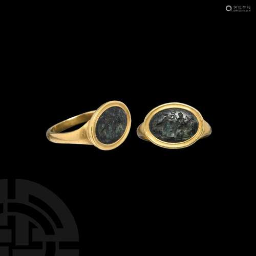 Roman Eagle Gemstone in Gold Ring