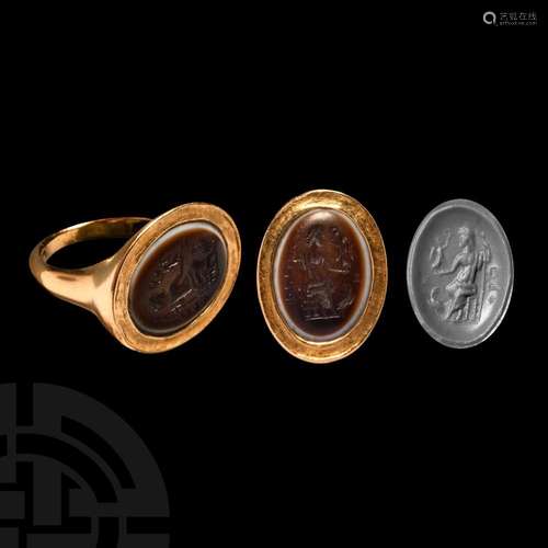 Roman Jupiter Gemstone in Gold Ring