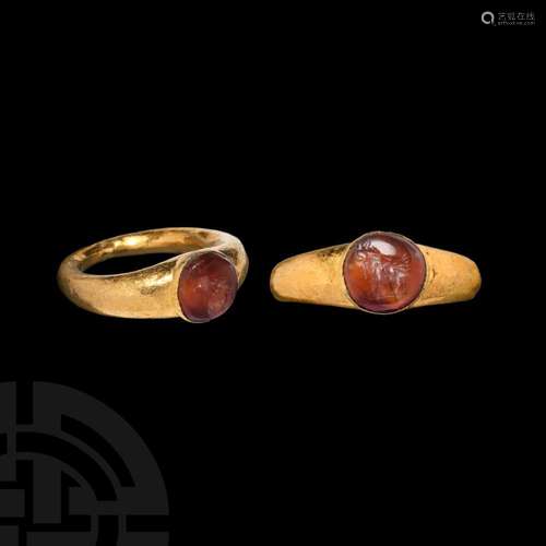 Roman Gold Ring with Bull Gemstone