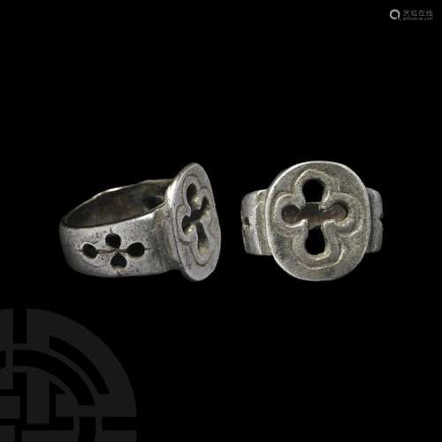 Medieval Silver Ring with Openwork Crosses