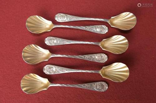 6 dessert spoons, German, around 1890, 800 silver