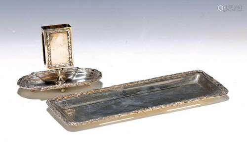 candlesticks and tray, Julius heart, around 1900, 800