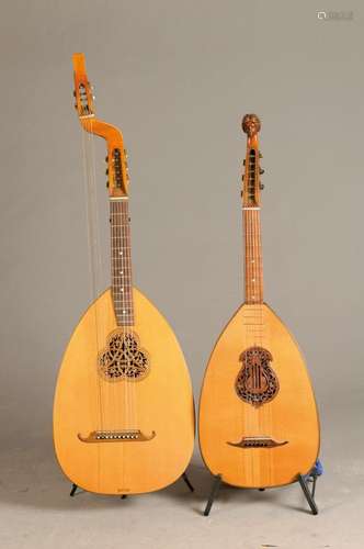 Bass lute and lute, first half of the 20th century