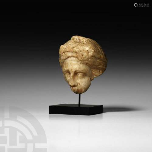 Roman Marble Face of a Maenad