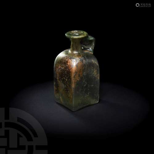 Large Roman Glass Rectangular-Sided Wine Flask