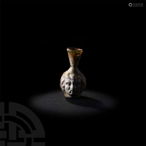 Roman Janus Head Flask with Fine Iridescence