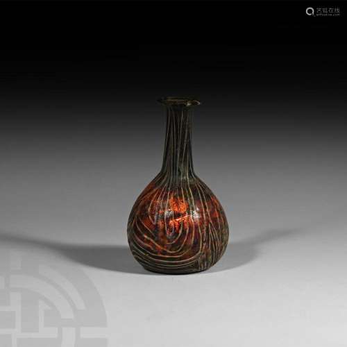 Roman Aubergine Marbled Glass Bottle