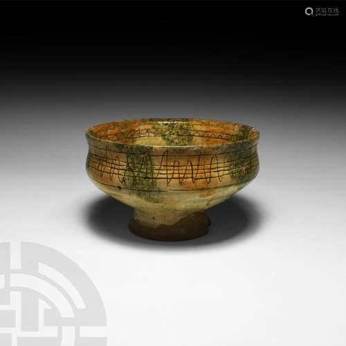 Byzantine Sgraffito Footed Bowl with Heraldic Shield