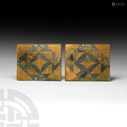 Byzantine Gold in Glass Tile Pair