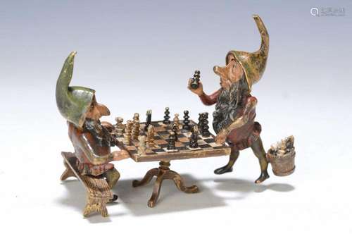 Vienna Bronze, 2.H.20.th. century, dwarfs playing