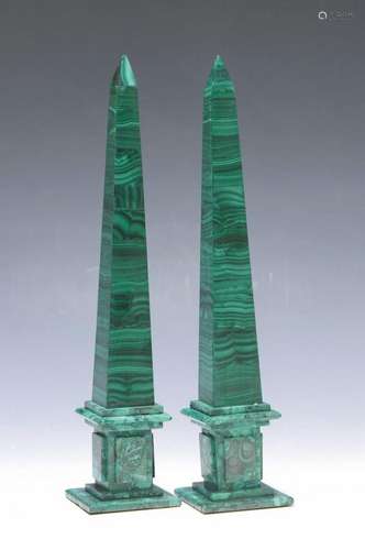 pair of Obelisks of malachite, latter, H. eachapprox