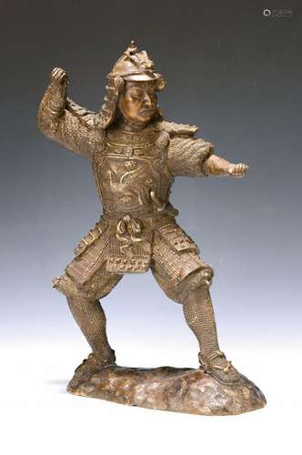 Sculpture of a Samurai, 20th c., Bronze, patinated