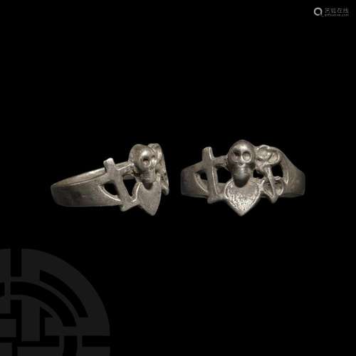 Silver Faith, Hope and Charity Memento Mori Skull Ring