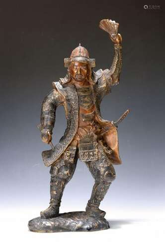 Sculpture of a samurai, 20th century, bronze, patinated