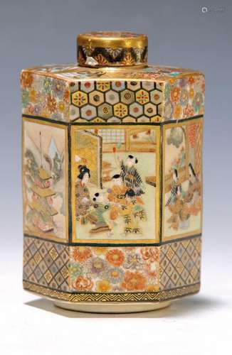 hexagonal tea caddy, Japan, Satsuma, around 1890-1900